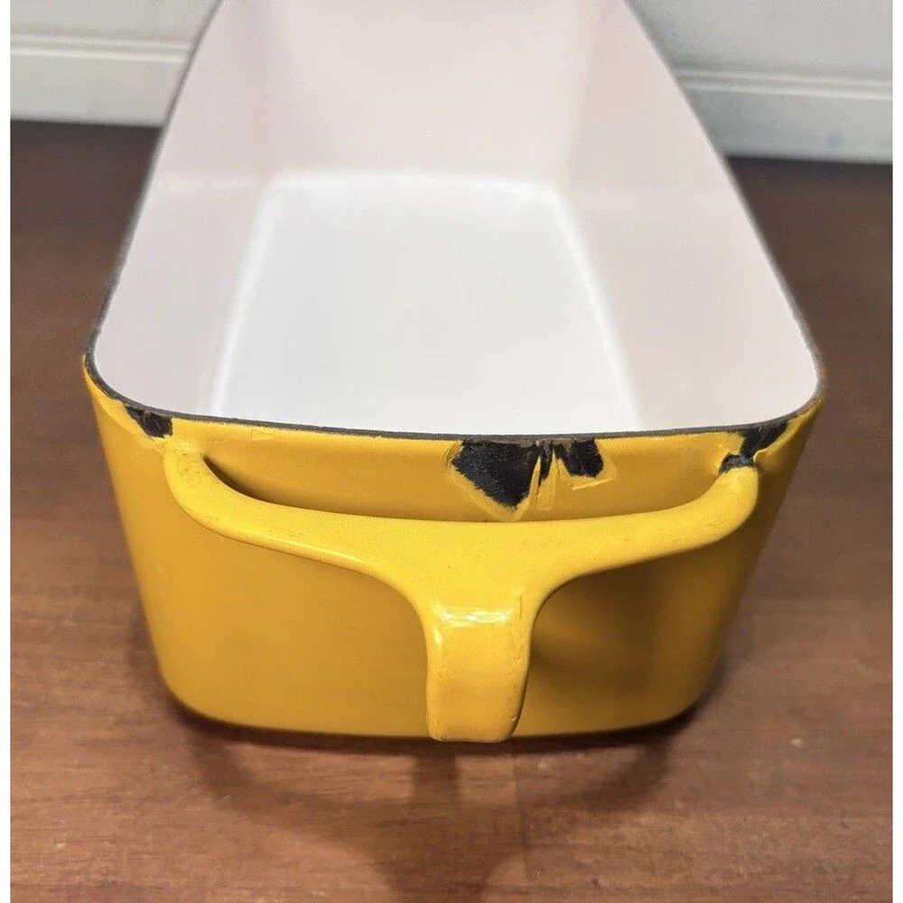 Vintage MCM Dansk Kobenstyle France Yellow Enamelware Baking Pan